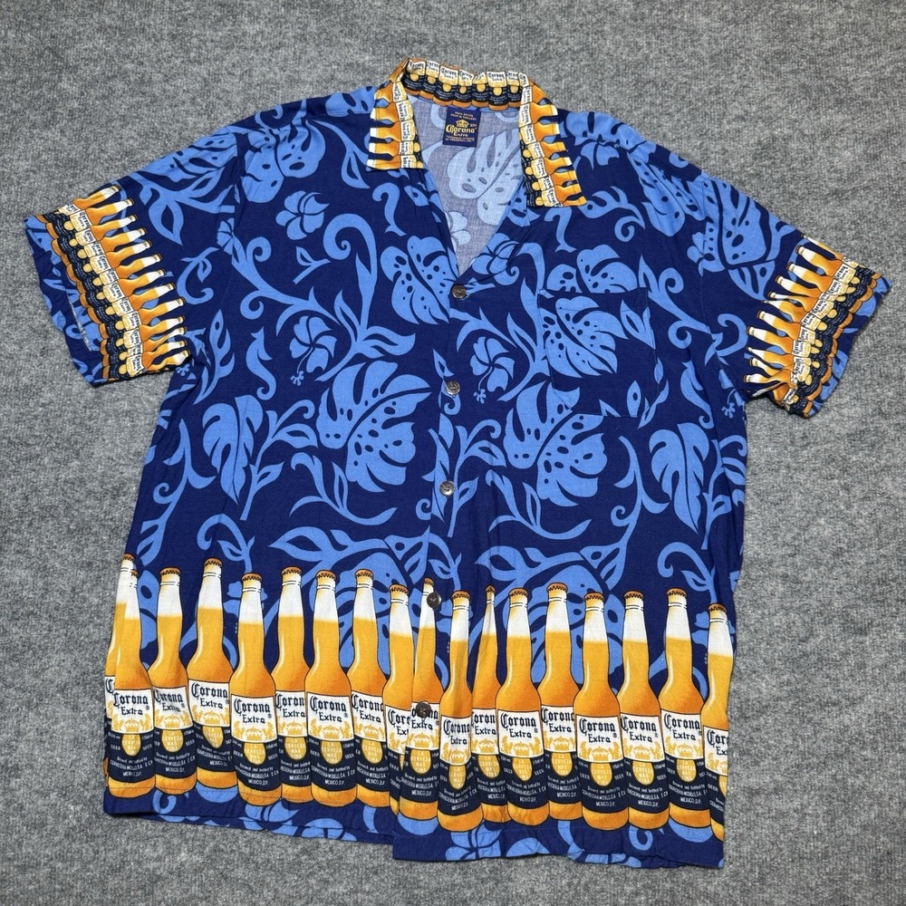 Lot of 2 Corona Beer Hawaiian Shirt Men 2XL Button Up Tropical‎ Beach Vacation - Picture 8 of 13